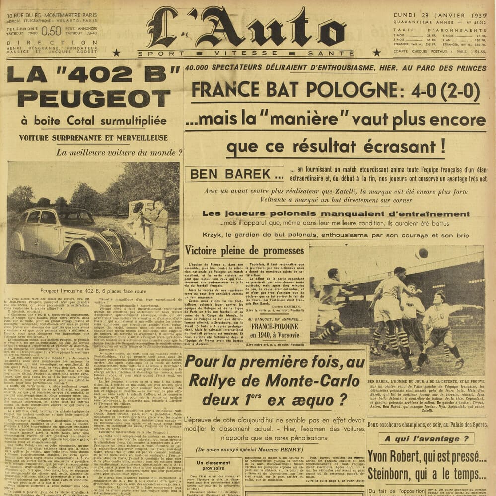 L'Auto du 23 janvier 1939 (Gallica)