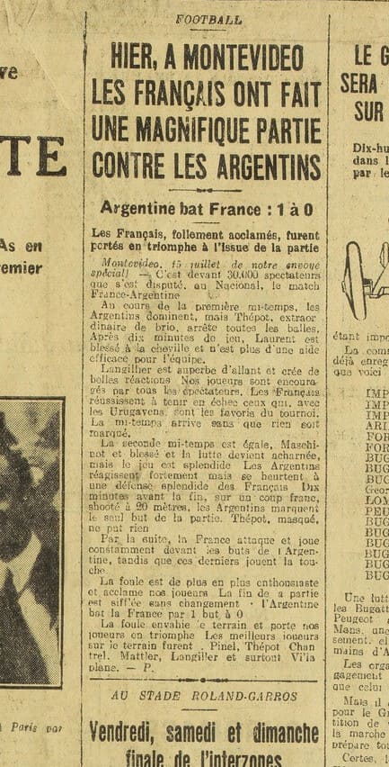 Détail de la page 1 de L'Auto du 16 juillet 1930 (BNF Gallica)