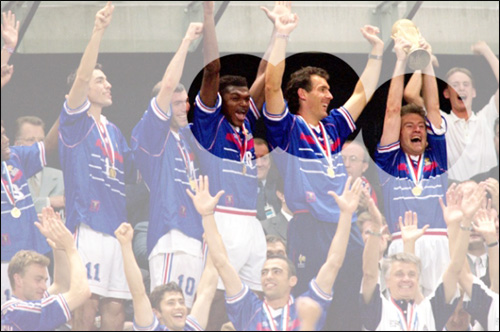 Après France-Brésil 1998 : Desailly, Blanc et Deschamps