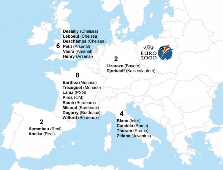 Euro 2000 (Pays-Bas et Belgique) - Liste des 22